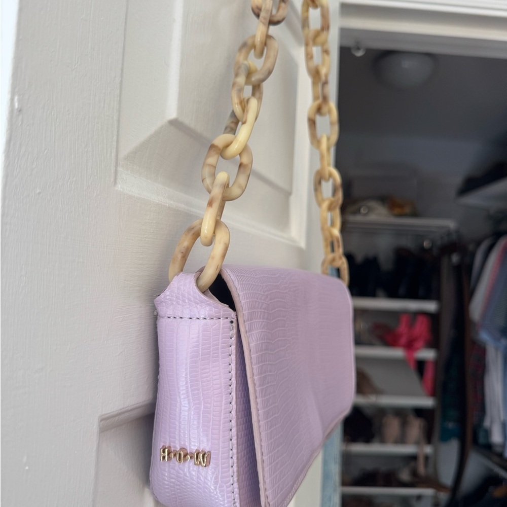 House of Want Lilac Purple Croc-Embossed Shoulder Bag